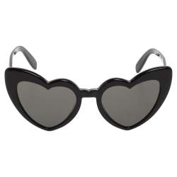 Pre Owned Saint Laurent Black Acetate SL181 Loulou Heart Heart Sunglasses