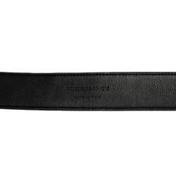 Pre Owned Saint Laurent Black Croc Embossed Patent Leather Monogram Square Buckle Belt 80 CM