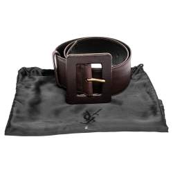 Pre Owned حزام سان لوران جلد بني 85 سم