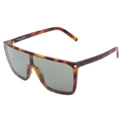 مملوكة مسبقًا Saint Laurent Black/Brown Tortoise Acetate Mask Ace Sunglasses