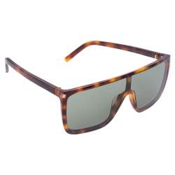 مملوكة مسبقًا Saint Laurent Black/Brown Tortoise Acetate Mask Ace Sunglasses