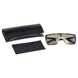 مملوكة مسبقًا Saint Laurent Black/Brown Tortoise Acetate Mask Ace Sunglasses