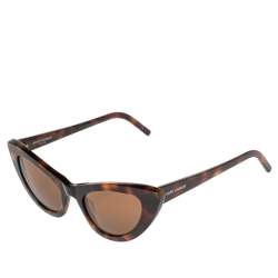 مملوكة مسبقًا Saint Laurent Brown Tortoise Acetate SL 213 Lily Cat Eye Sunglasses