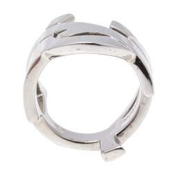 Pre Owned Saint Laurent Cassandre Palladium Plated Ring Size 56