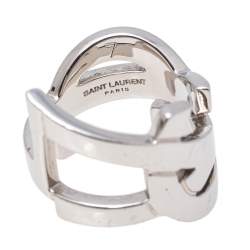 Saint Laurent Cassandre Palladium Plated Ring Size 56
