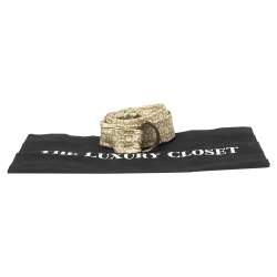 Pre Owned Yves Saint Laurent Beige Floral Print Silk Belt