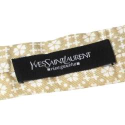 Pre Owned Yves Saint Laurent Beige Floral Print Silk Belt