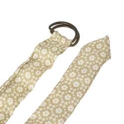 Pre Owned Yves Saint Laurent Beige Floral Print Silk Belt