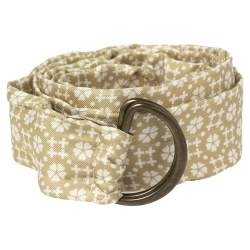 Pre Owned Yves Saint Laurent Beige Floral Print Silk Belt