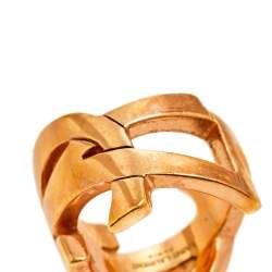 مملوكة مسبقًا Saint Laurent Paris Rose Gold Tone Monogram Ring Size EU 52