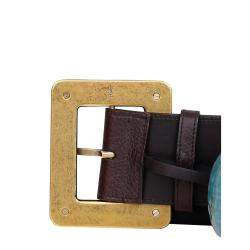 مملوكة مسبقًا Yves Saint Laurent Brown Textured Leather Belt