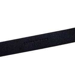 Pre Owned Saint Laurent Black Leather Buckle Slim Belt 85CM