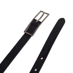 Pre Owned Saint Laurent Black Leather Buckle Slim Belt 85CM
