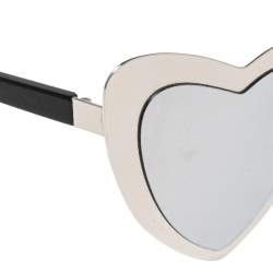 Pre Owned Saint Laurent Silver Tone/ Grey LouLou Heart Sunglasses