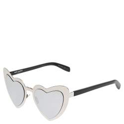 Pre Owned Saint Laurent Silver Tone/ Grey LouLou Heart Sunglasses