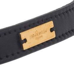 مملوكة مسبقًا Saint Laurent Black Leather Bow Choker Necklace