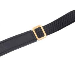 مملوكة مسبقًا Saint Laurent Black Leather Bow Choker Necklace