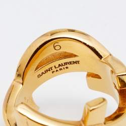 مملوكة مسبقًا خاتم سان لوران كاساندر معدن ذهبي اللون مقاس 52