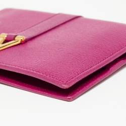 Pre Owned Saint Laurent Fuchsia Leather Y Ligne Passport Cover