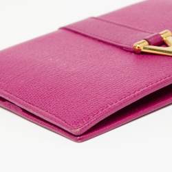 Pre Owned Saint Laurent Fuchsia Leather Y Ligne Passport Cover