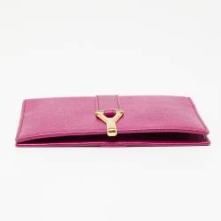 Pre Owned Saint Laurent Fuchsia Leather Y Ligne Passport Cover