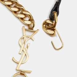 Saint Laurent, Accessories, Saint Laurent Monogram Ysl Logo Gold Tassel  Black Leather Chain Belt