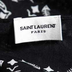 Saint Laurent Black Paisley Print Cotton Bandana 