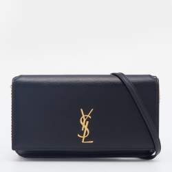 Saint Laurent Black Leather Phone Holder Bag