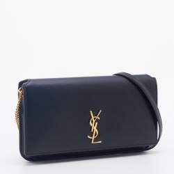 Saint Laurent Black Leather Phone Holder Bag