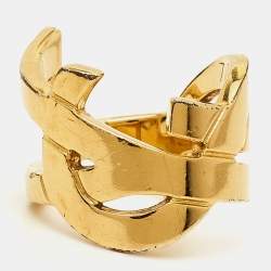 Saint Laurent Gold Tone Opyum Ring Size EU 54.5