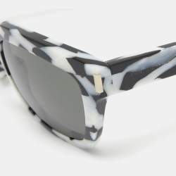 Pre Owned Saint Laurent Black/White BOLD1 Printed Dynasty Square Sunglasses