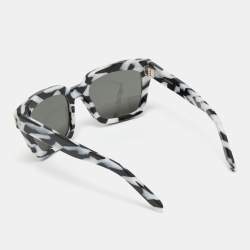 Pre Owned Saint Laurent Black/White BOLD1 Printed Dynasty Square Sunglasses