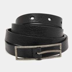 Saint Laurent Black Leather Slim Buckle Belt 100CM