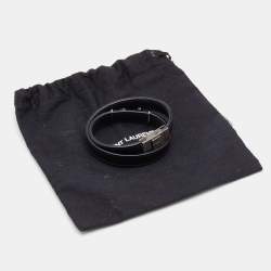 Saint Laurent Black Leather Opyum Double Wrap Bracelet