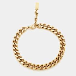 Pre Owned Saint Laurent Gold Tone Chain Bracelet