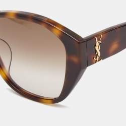 Saint Laurent Brown Tortoise Monogram Gradient Cat Eye Sunglasses