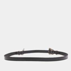 Pre Owned Saint Laurent Black Leather Western Adjustable Buckle Belt 80CM