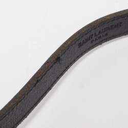 Pre Owned Saint Laurent Black Leather Western Adjustable Buckle Belt 80CM