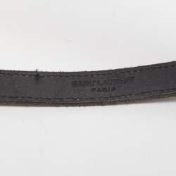 Pre Owned Saint Laurent Black Leather Western Adjustable Buckle Belt 80CM