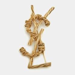 Saint Laurent Opyum YSL Twisted Brooch in Metal