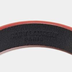 Pre Owned Saint Laurent Opyum Leather Gold Tone Bracelet