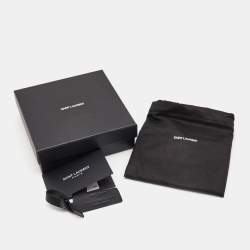 Pre Owned Saint Laurent Opyum Leather Gold Tone Bracelet