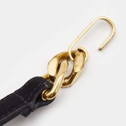 Saint Laurent Black Suede and Leather Monogram Chain Tassel Belt XL