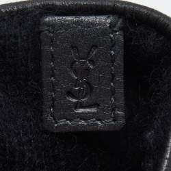 Yves Saint Laurent Black Leather & Cashmere Lined Gloves Size 8