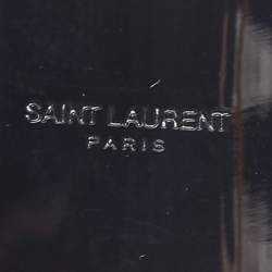 Pre Owned Saint Laurent Black Crystal Embellished Gold Tone Open Cuff Bracelet