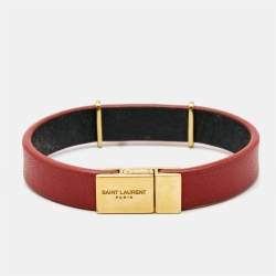 Saint Laurent Opyum Leather Gold Tone Bracelet