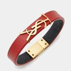 Saint Laurent Opyum Leather Gold Tone Bracelet
