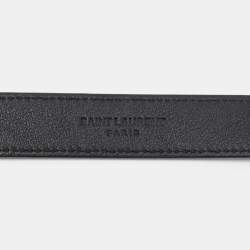 مملوكة مسبقًا Saint Laurent Black Leather Monogram Square Buckle Belt 80CM