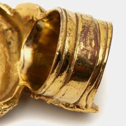 Saint Laurent Paris Arty Glass Cabochon Gold Tone Ring Size 50