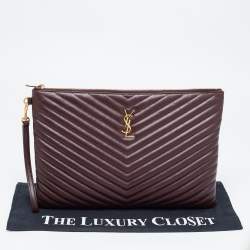 Saint Laurent Burgundy Matelasse Leather Document Holder 